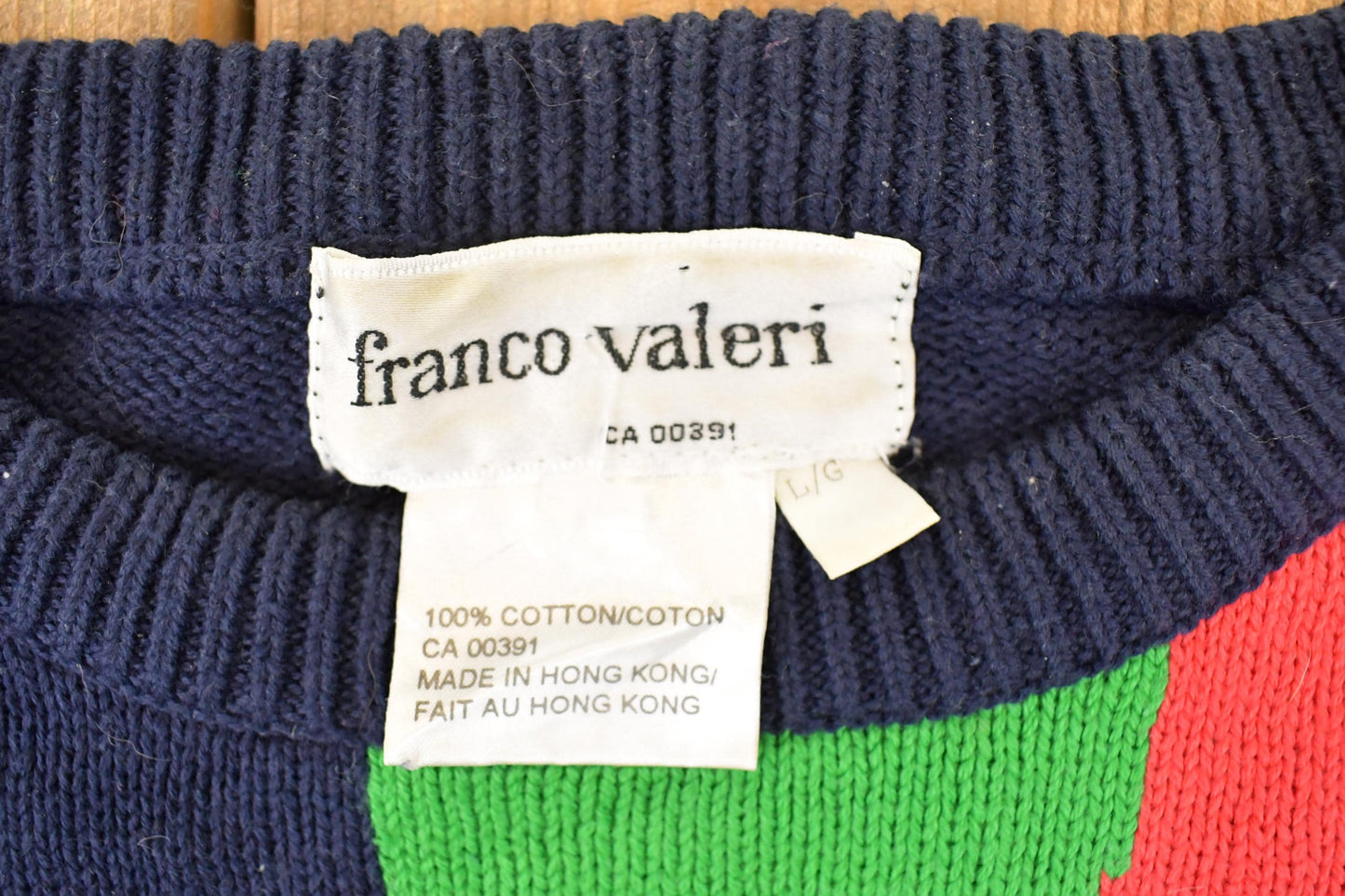 Vintage 1990s Franco Valeri Floral Embroidered Knit Crewneck Sweater Womens L