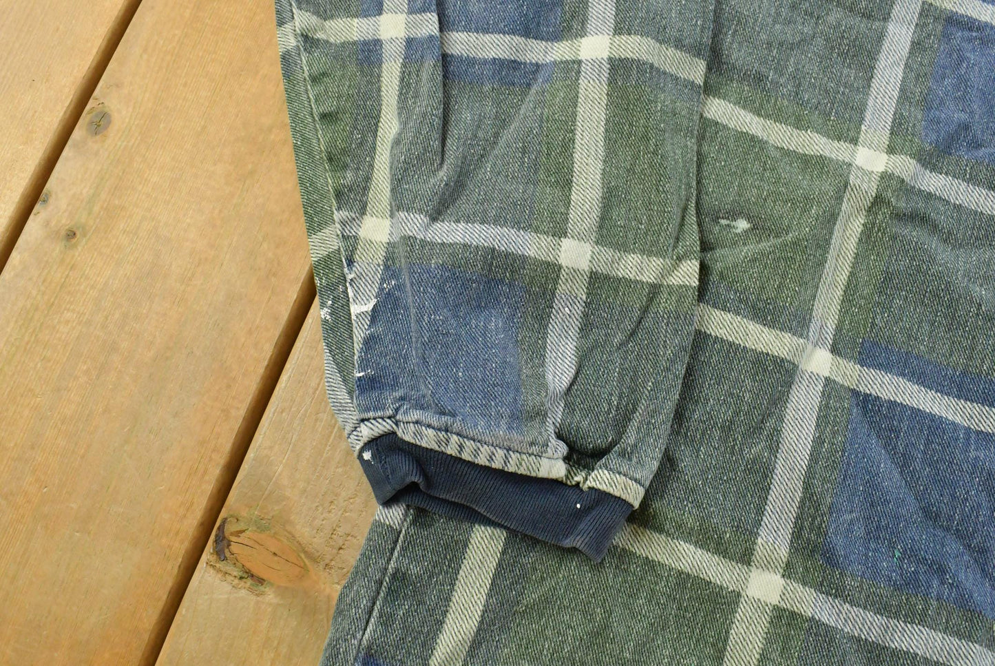 Vintage 1990s Blazer Plaid Henley Long Sleeve Shirt Men's Size M