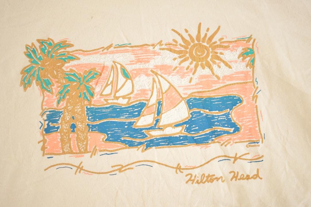 Vintage 1990's Hilton Head Sailboats Souvenir Travel T-Shirt Mens XL