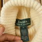 Vintage 1990s Lauren Ralph Lauren Turtle Neck Fisherman Ribbed Wool Knit Sweater Women's M