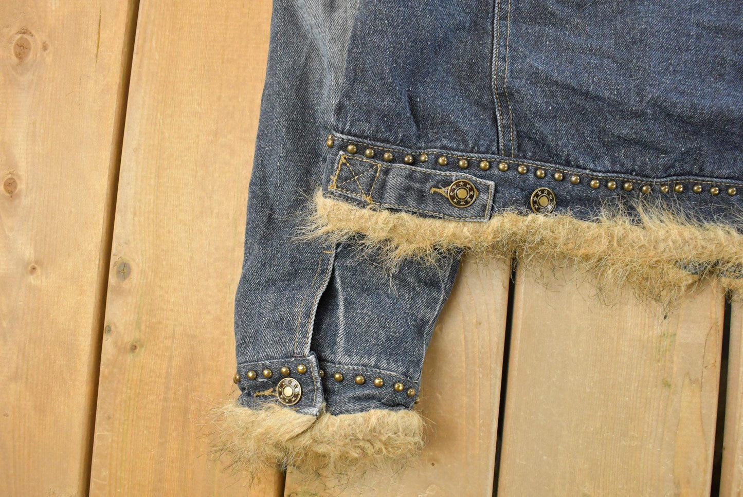 Vintage 2000s Faded Glory Faux Fur Denim Trucker Jacket Youth L