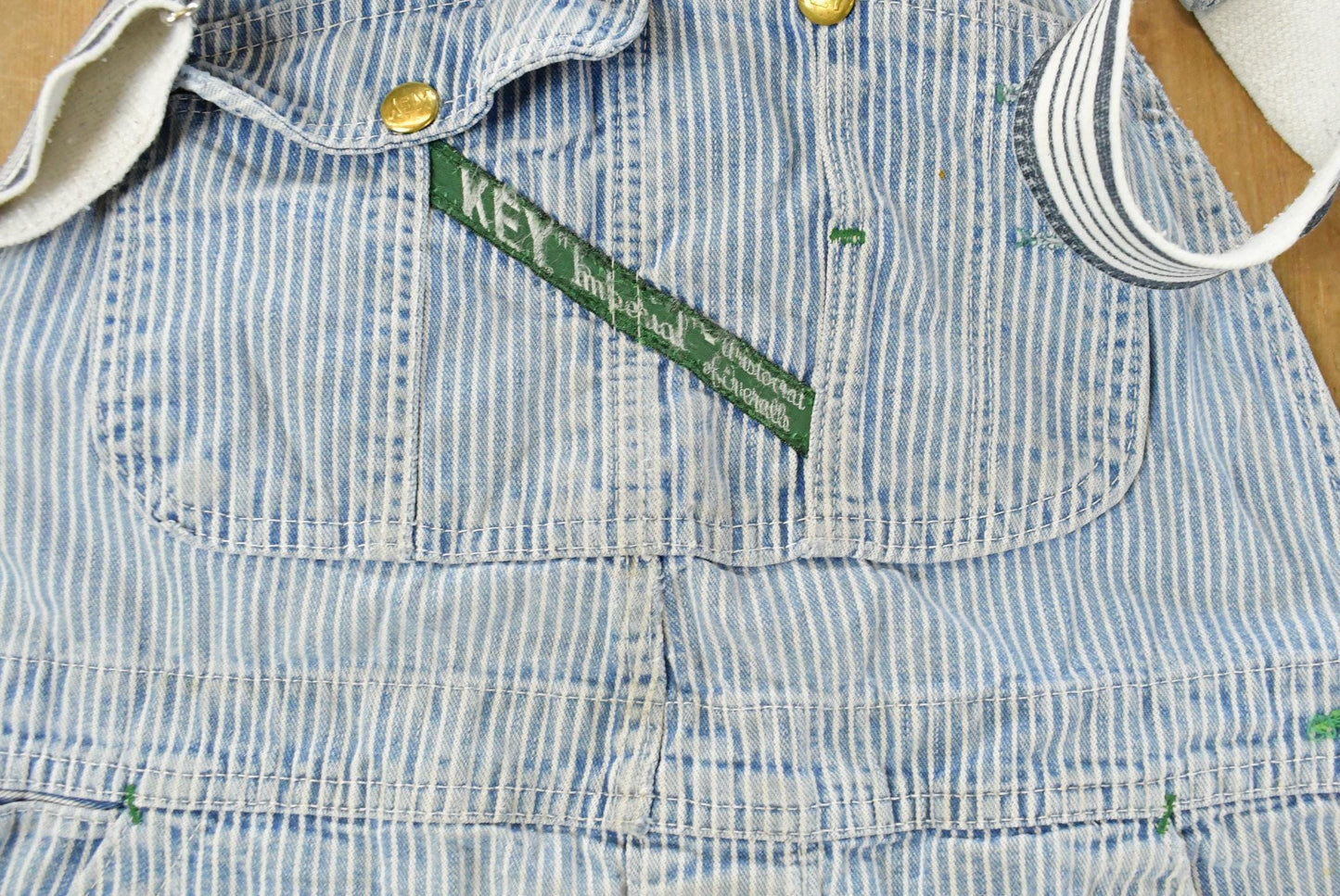 Vintage 1990s Key Imperial Striped Denim Overalls Men's 36 x 27