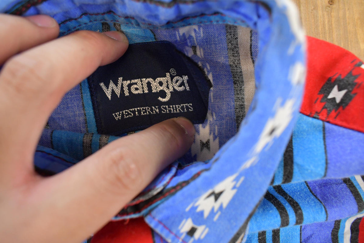 Vintage 1990s Wrangler Western Aztec Striped Pearl Snap Button Up Shirt Men's XS