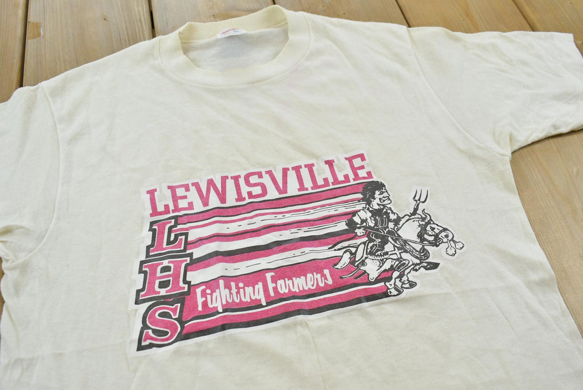 Vintage 1980s Lewisville Fighting Farmers High School Souvenir T-Shirt Men's S