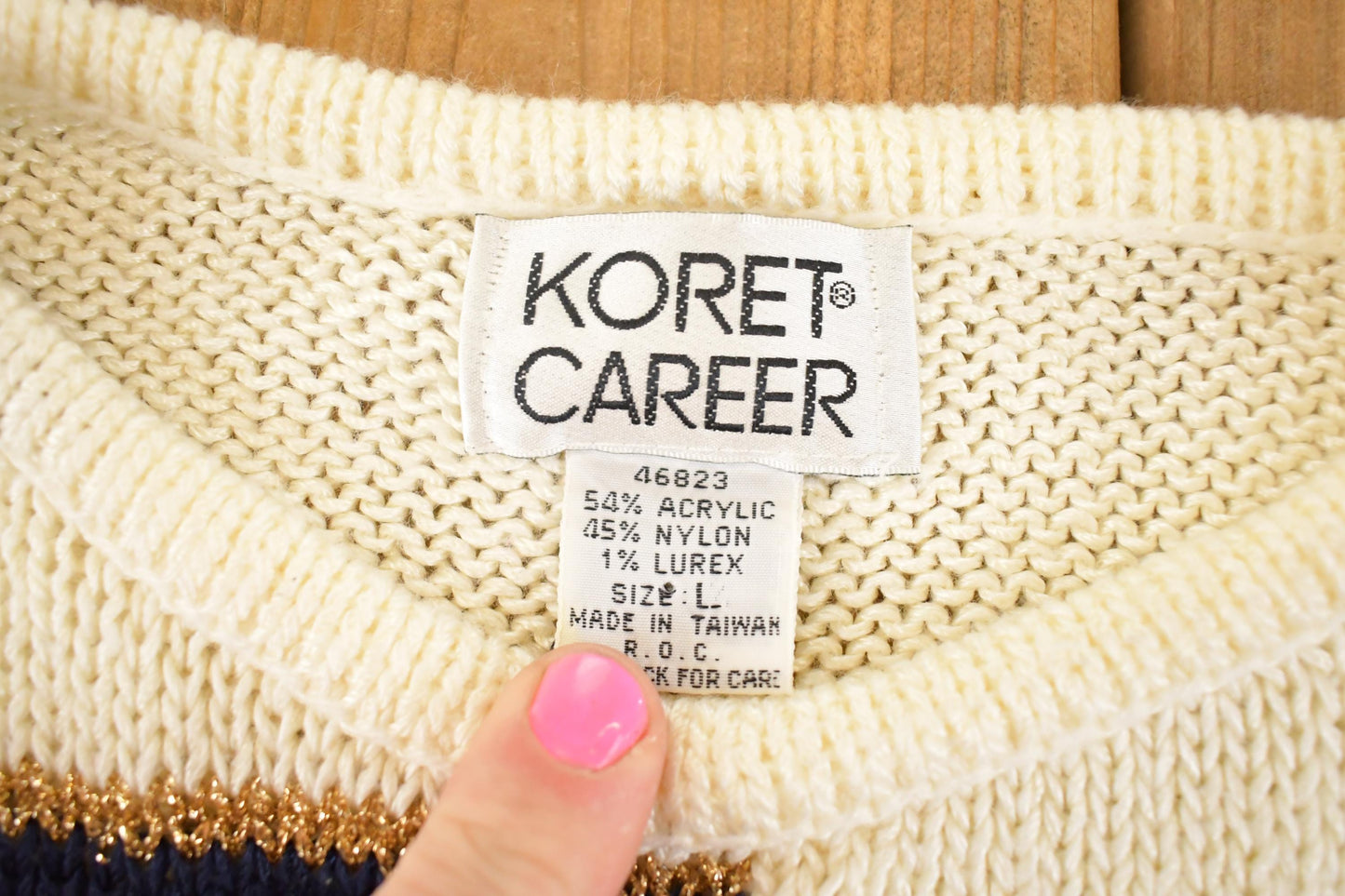 Vintage 90s Koret Knit Sweater: Abstract 3D Pattern, Women's M