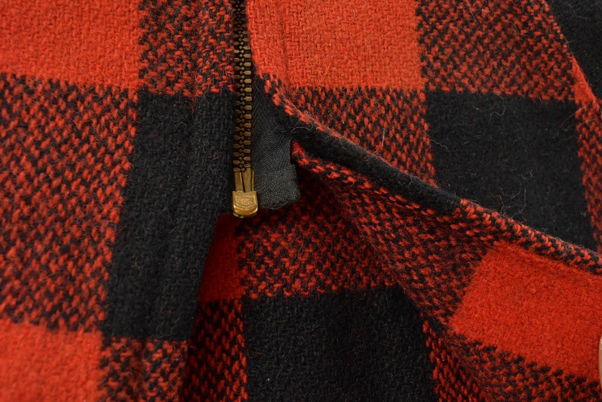 Vintage 1950s Melton Outer-Wear Full Zip Buffalo Plaid Wool Hunting Shacket Mens M