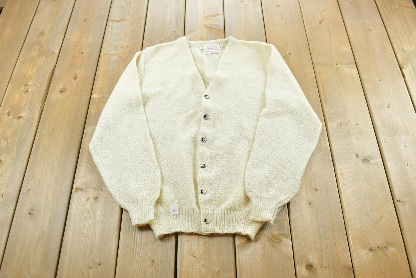True Vintage 1970s Deadstock Fall River Knitting Mills Peruvian Alpaca Wool Knit Button Up Cardigan Sweater Men's S / 70s Streetwear