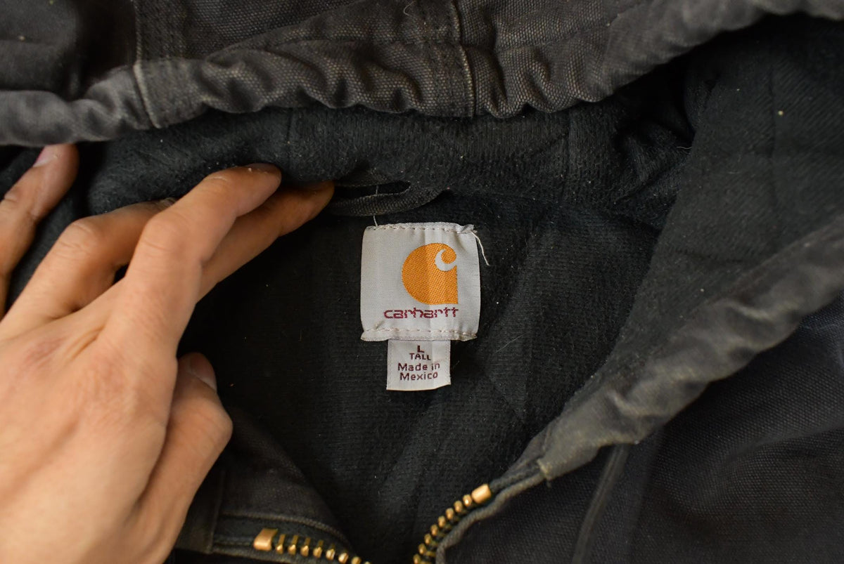 Vintage 1990s Carhartt Distressed Canvas Hooded Jacket Men's L Tall