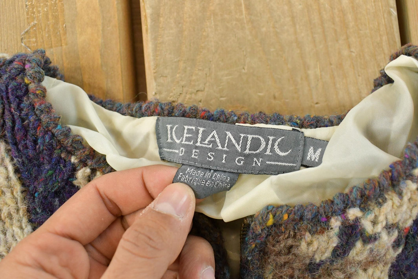 Vintage 1990s Icelandic Design Knit Wool Sweater Jacket Women's M