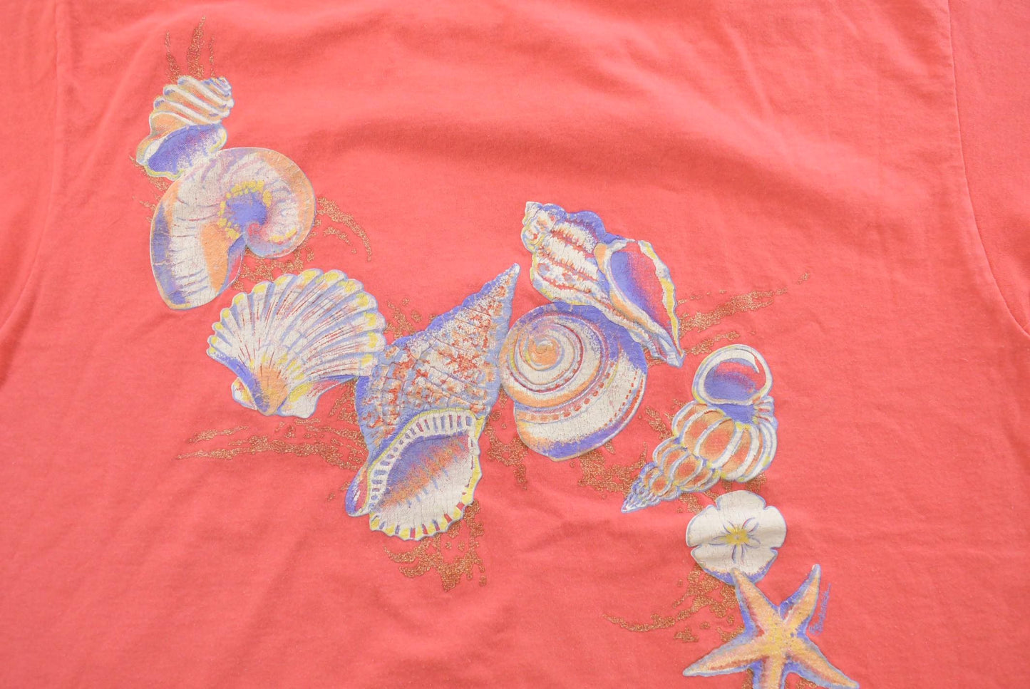 Vintage 90s Sea Shells Beach Graphic T-Shirt Men's L