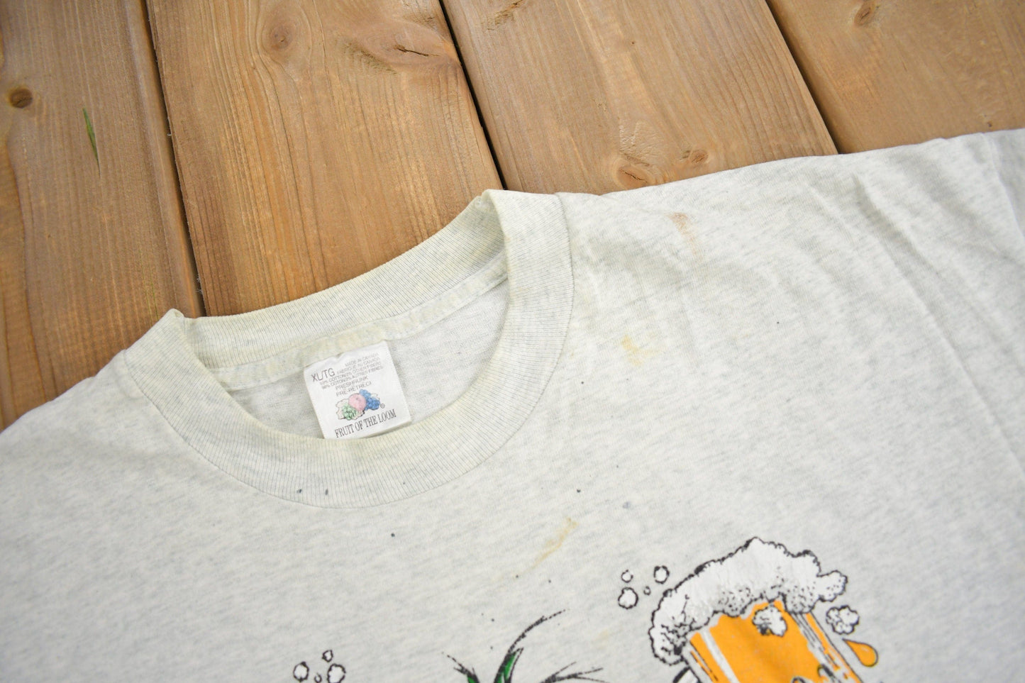 Vintage 1990s Gaspille Pas L'eau Bois D'La Biere Graphic T Shirt Men's XL