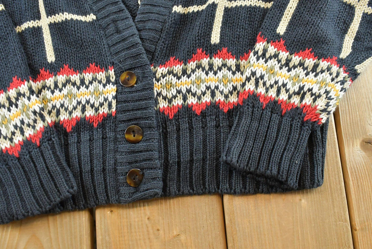 Vintage 1980s Liz Sport Knit Cotton Cardigan Sweater Women's S