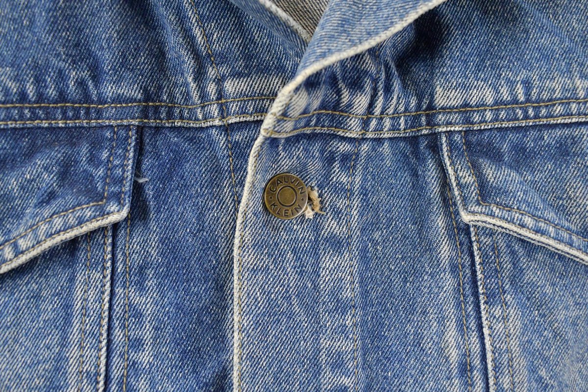 Vintage 1990s Calvin Klein Denim Jean Trucker Jacket Men's L-XL
