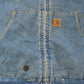 Vintage 1990s Carhartt Denim Flannel Lined Hooded Jacket Men's XL Tall