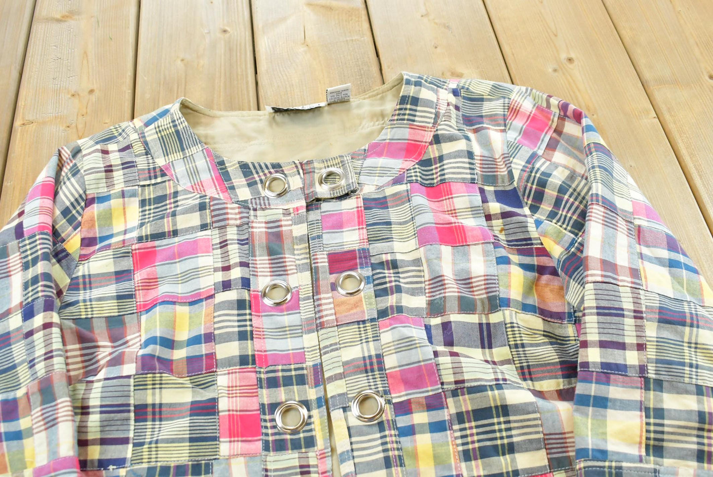 Vintage 1990s Keren Hart Patchwork Plaid Jacket Women's L