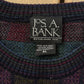 Vintage Jos A Bank Merino Wool Sweater: Geometric Pattern, Crewneck Knit