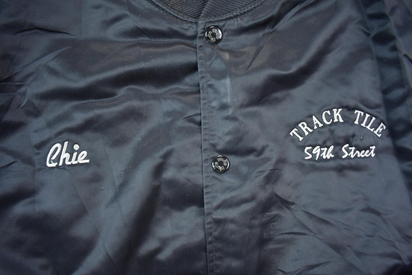 Vintage 1990s MTA New York City Transit Embroidered Snap Button Satin Jacket Made In USA Men's 2XL