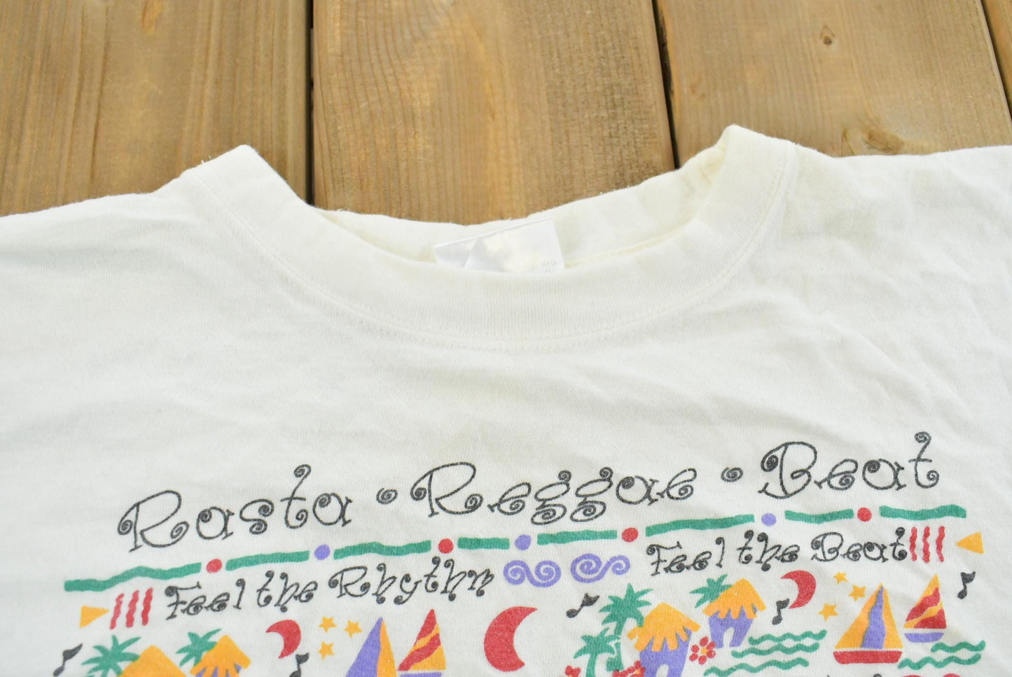 Vintage 1990s Reggae Thomas US Virgin Islands Souvenir Travel T-Shirt Mens M