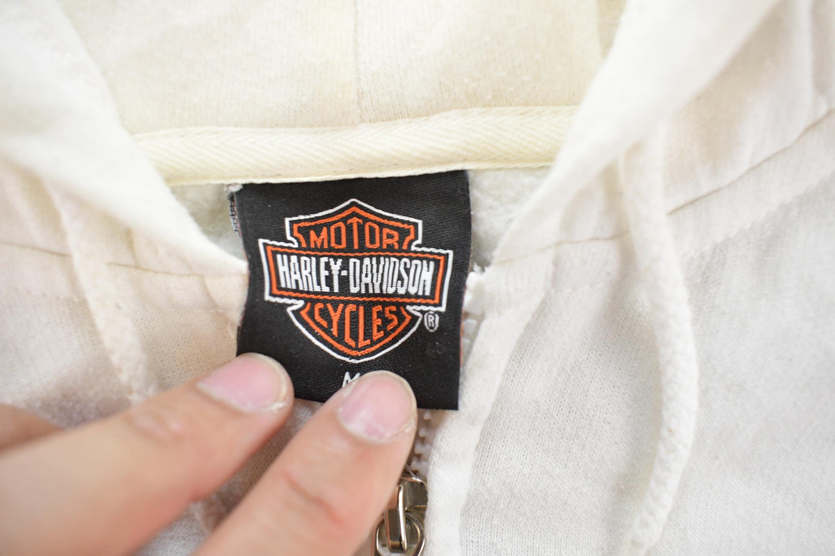 Vintage 2000s Harley Davidson Miami Florida Motorcycle Graphic Zip Up Hoodie Women's S