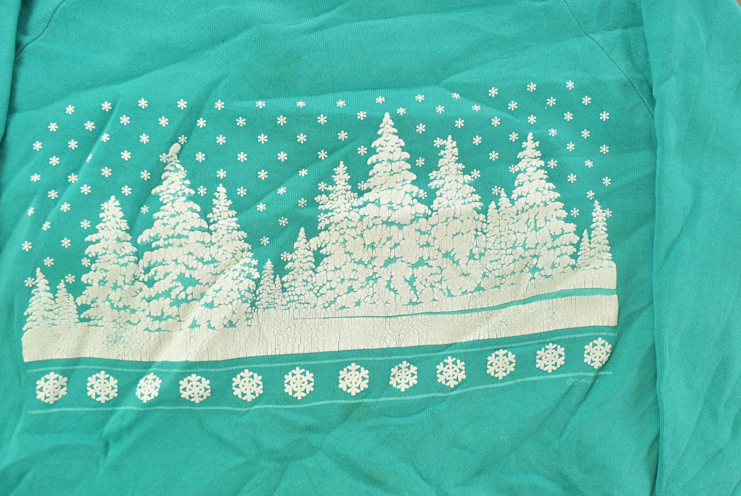 Vintage 1990s Winter Landscape Christmas Crewneck Sweatshirt Men's Medium