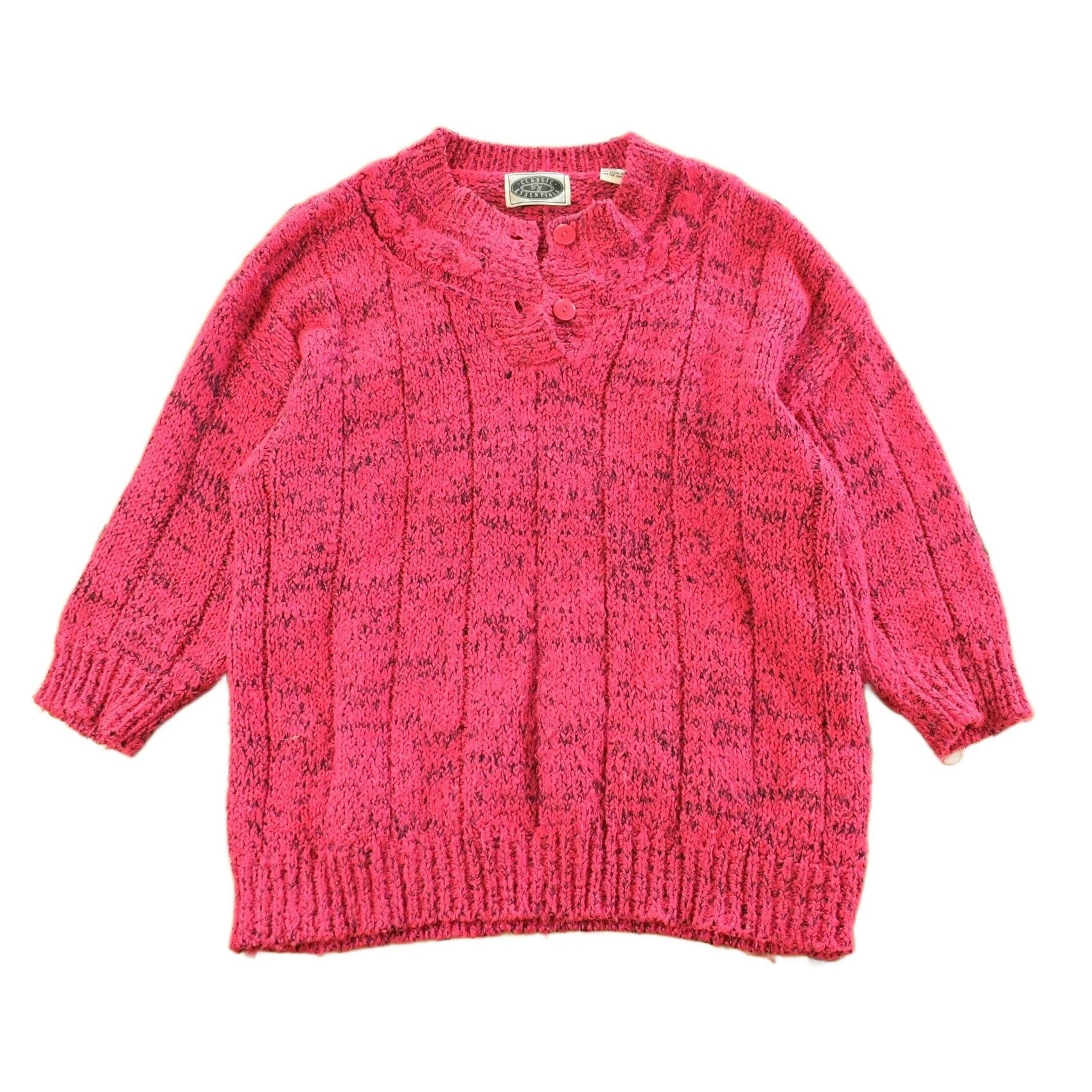 Vintage 1990s Classic Essentials Henley Knit Sweater Women's M