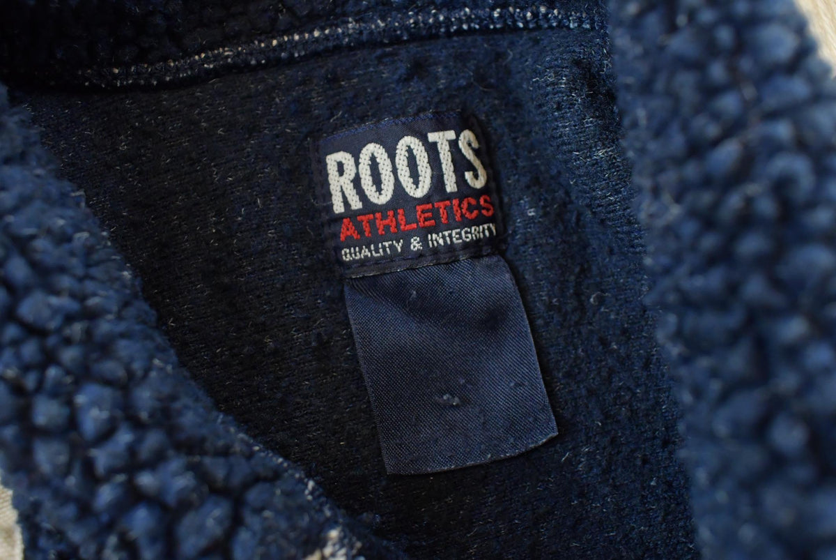 Vintage 1990s Roots Fleece Quarter Zip Sweatshirt Men's M