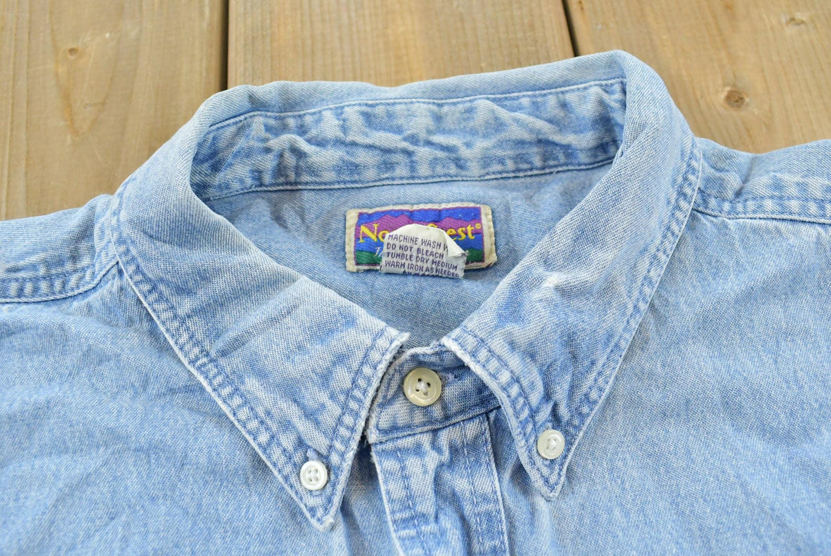 Vintage 1990s North Crest Denim Button Up Shirt Men's 2XL
