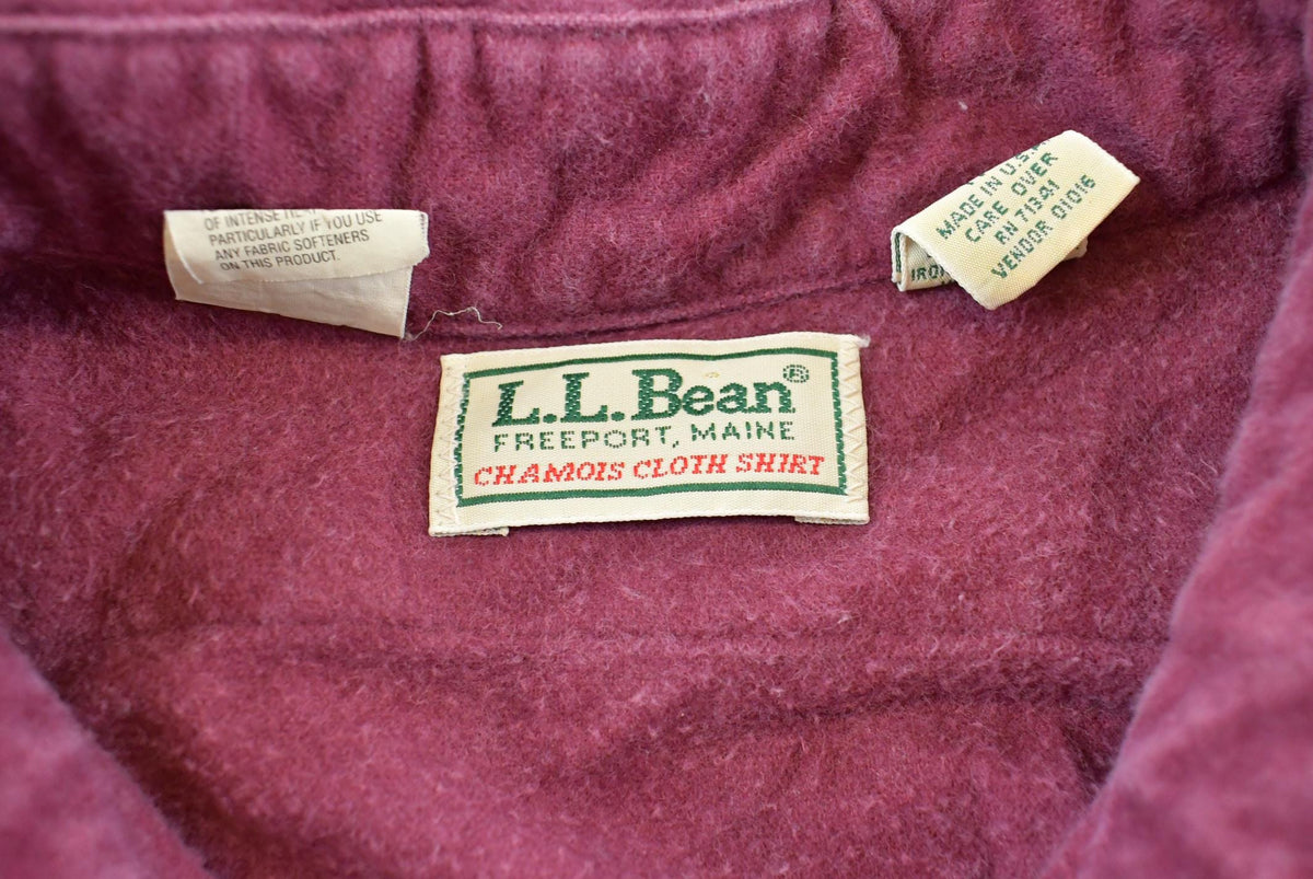 Vintage 1990s L.L. Bean Maroon Chamois Cloth Button Up Shirt Men's XL