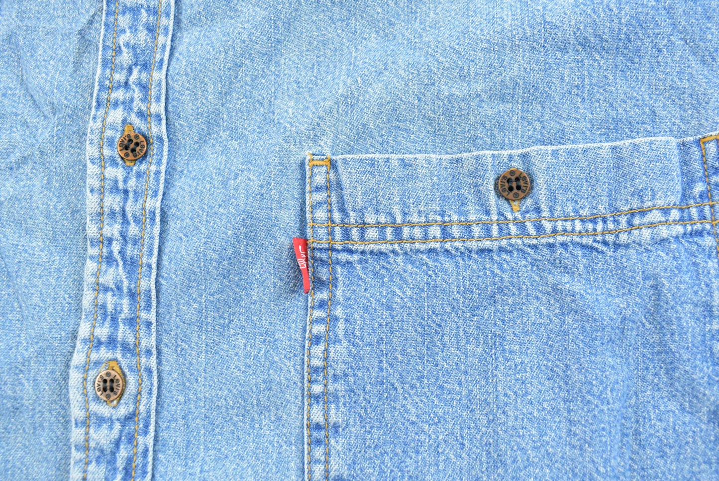 Vintage 1990s Levis Red Tab Denim Button Up Shirt Men's XL / Western Style / 90s Streetwear / Made in Hong Kong