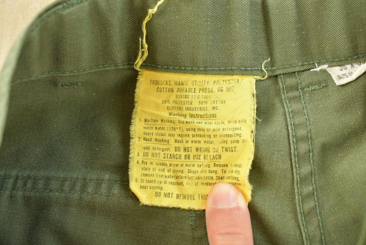 Vintage 1970s Military OG 507 Army Fatigue Pants Men's 33 x 25