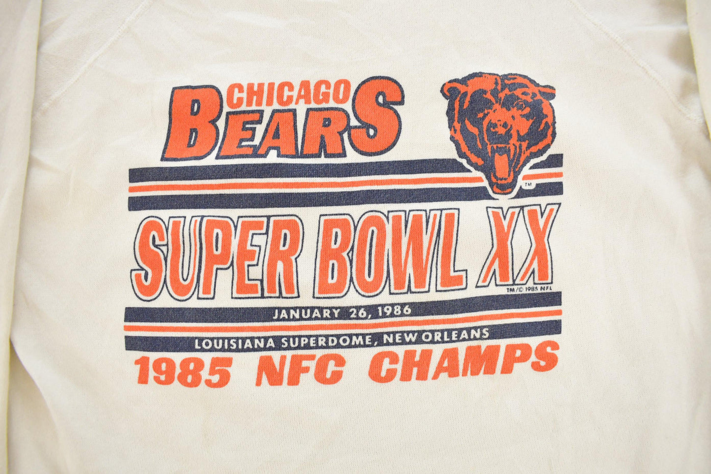 Vintage 1985 Chicago Bears Super Bowl XX 1985 NFC Champs Graphic Crewneck Sweatshirt Men's M