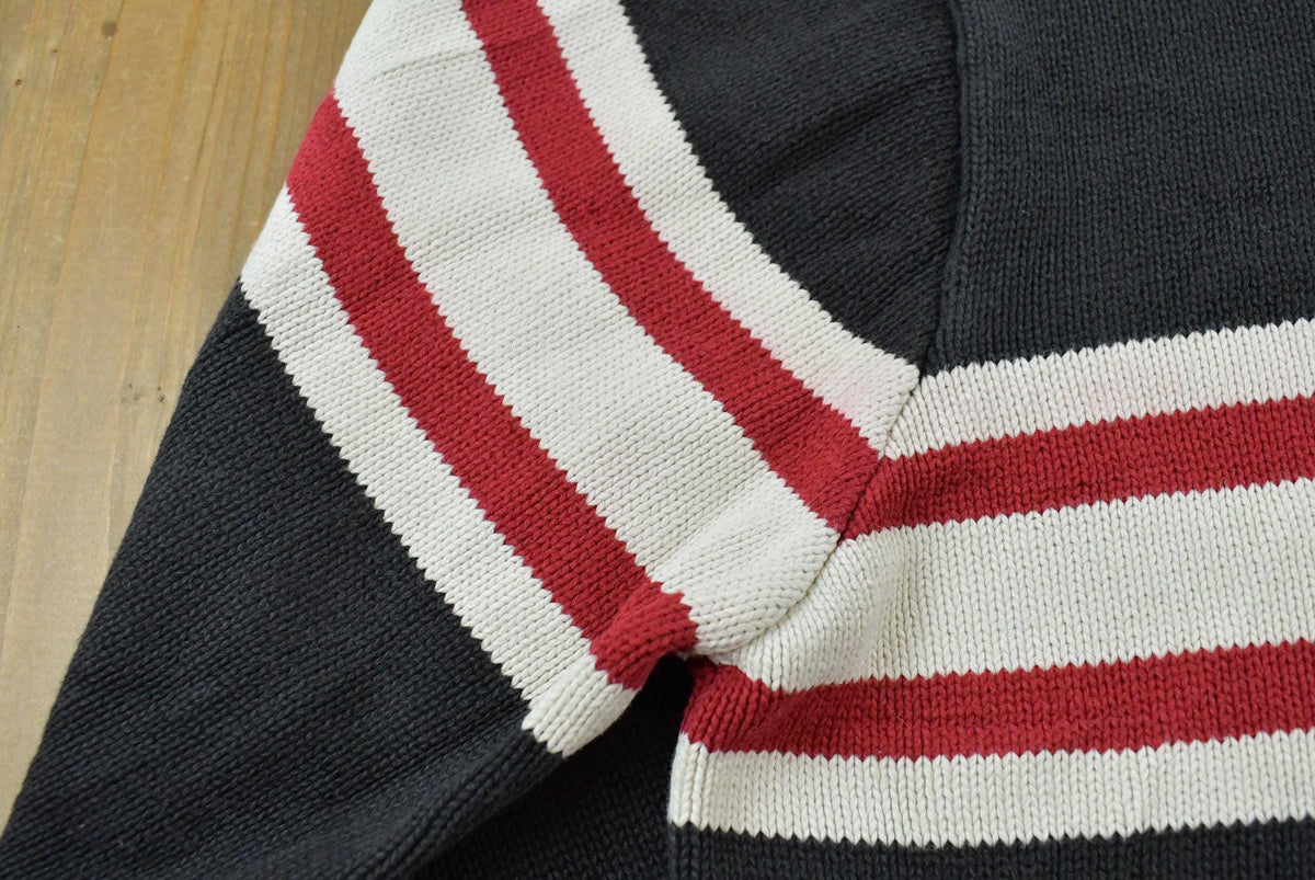 Vintage 1990s Tommy Hilfiger Striped Quarter Zip Knit Sweater Men's L