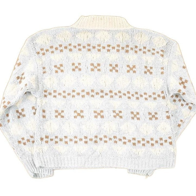 Vintage 1990s Jantzen Petit Hand Knit Silk Blend Abstract Pattern Crewneck Sweater Women's M Boxy