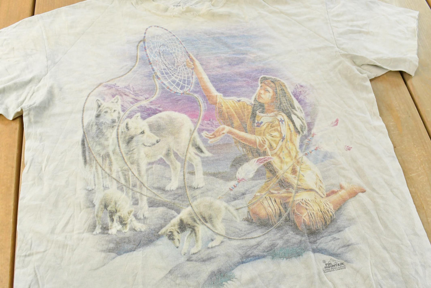 Vintage 2003 The Mountain Native Wolf Dreamcatcher Tie Dye T-Shirt Men's XL