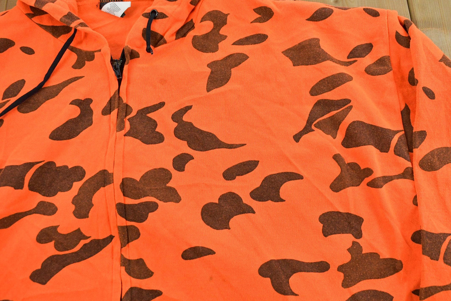 Vintage 1990s Ace Sportswear High Visibility Camo Orange Hoodie Men's 2XL