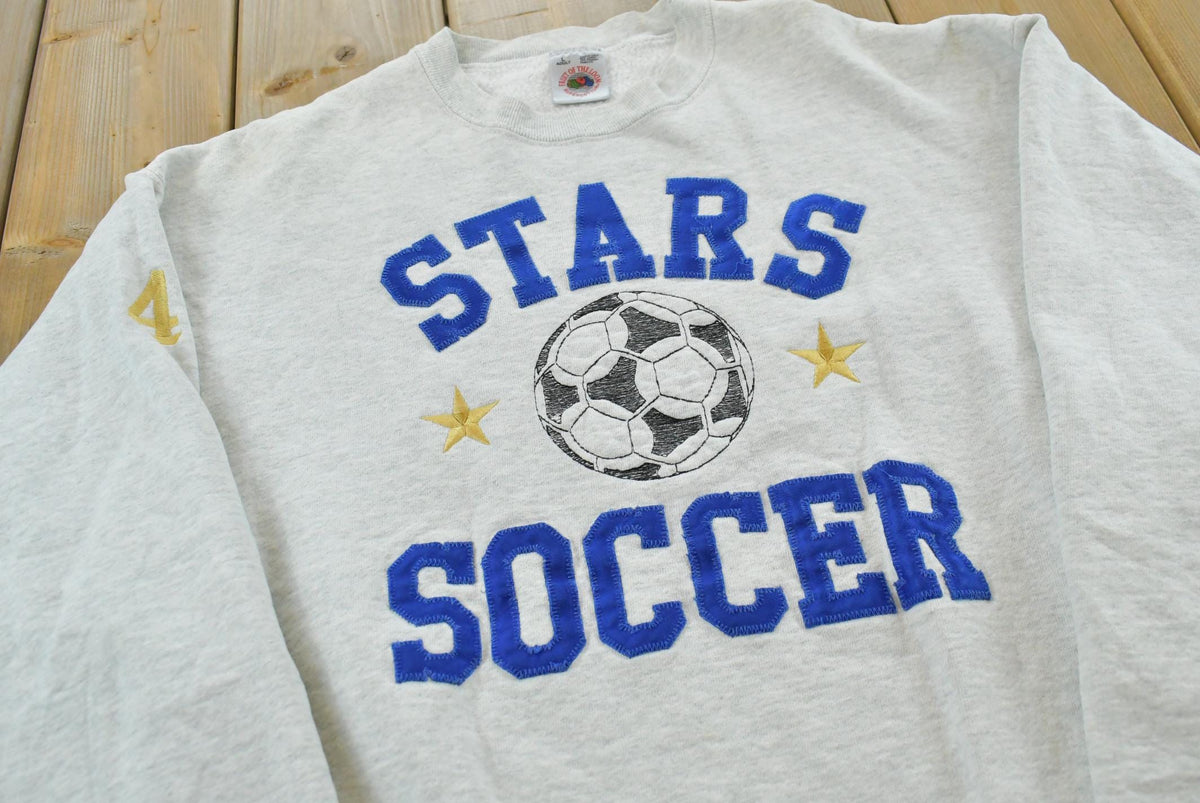 Vintage 1990s Stars Soccer Embroidered Crewneck Sweatshirt Men's M