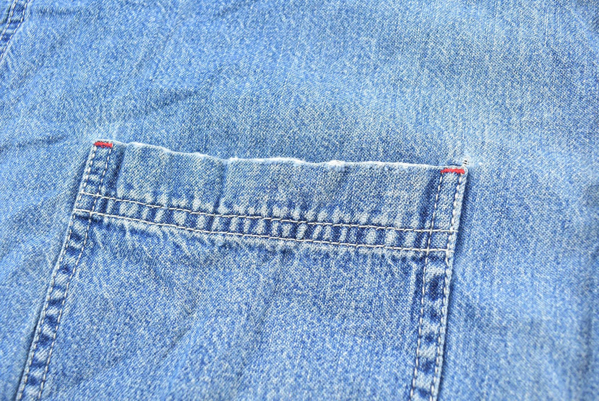 Vintage 1990s Distressed Levis Red Tab Denim Heavyweight Button Up Shirt Men's XL