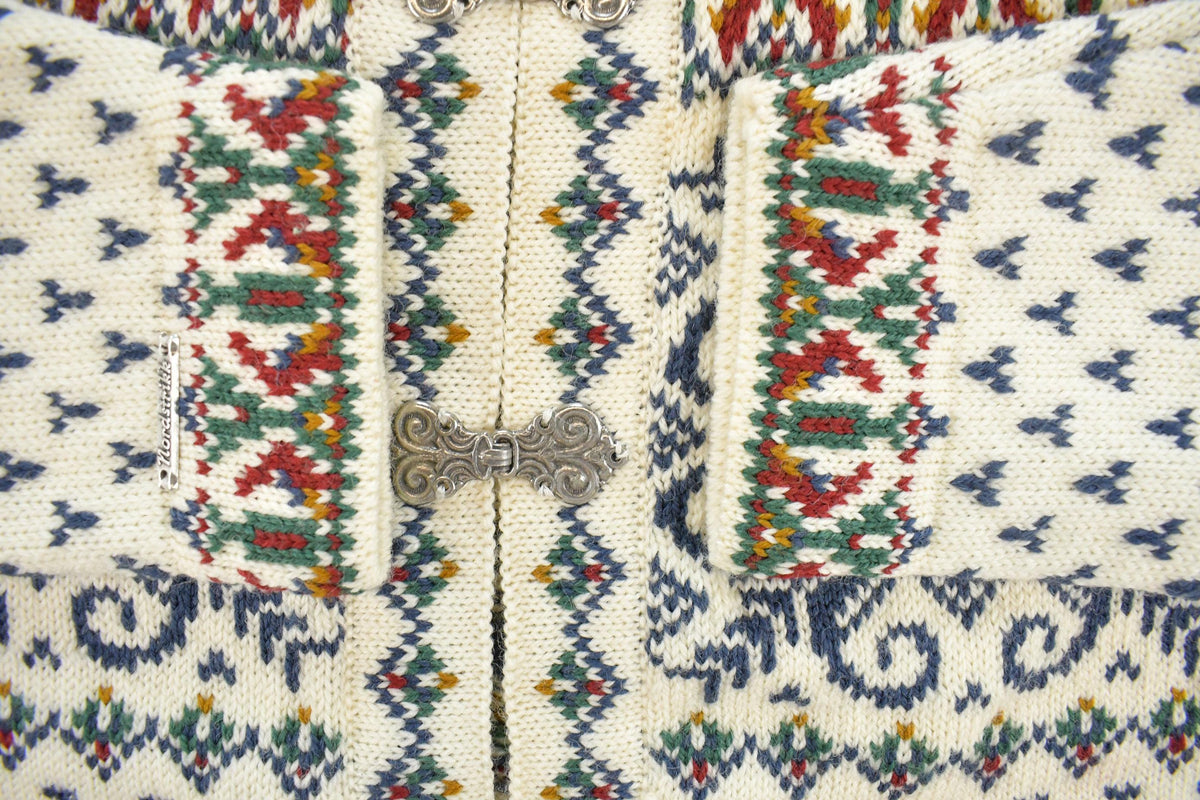 Vintage 1970s Nordstrikk Nordic Fair Isle Knit Cardigan Sweater Women's M