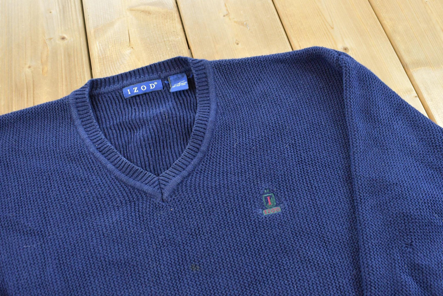 Vintage 1990s Izod Embroidered Logo Cotton Knit Sweater Men's M