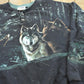 Vintage 1990s Wolf Theme All Over Print Henley Sweatshirt Men's XL
