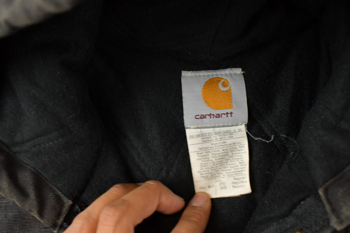 Vintage 1990s Sun Faded Carhartt Hooded Jacket Men's 2XL / Workwear / Streetwear / Tan Jacket / Distressed / Vintage Work Jacket from propervintagecanada
