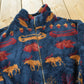 Vintage 1990s Denali Moose Nature Pattern Full Zip Fleece Sweater Jacket Women's Large