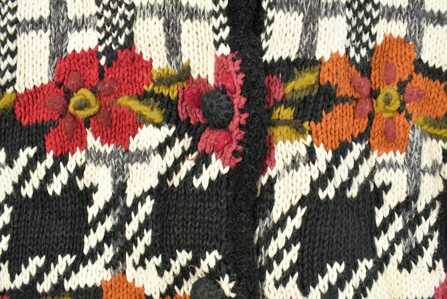 Vintage 1990s Jennifer & Company Hand Knit Floral Cardigan Sweater Women's S