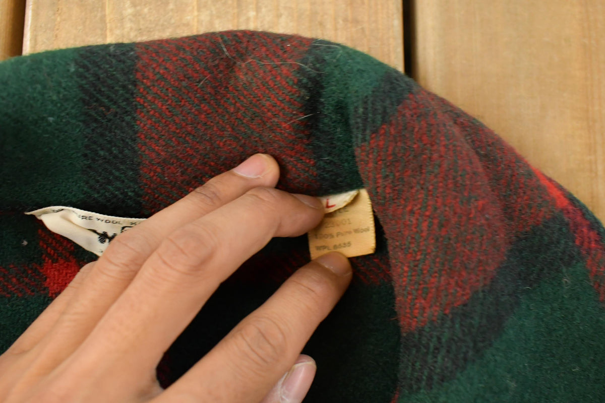 Vintage 1980s Woolrich Pullover Wool Flannel Shirt Jacket Men's Large
