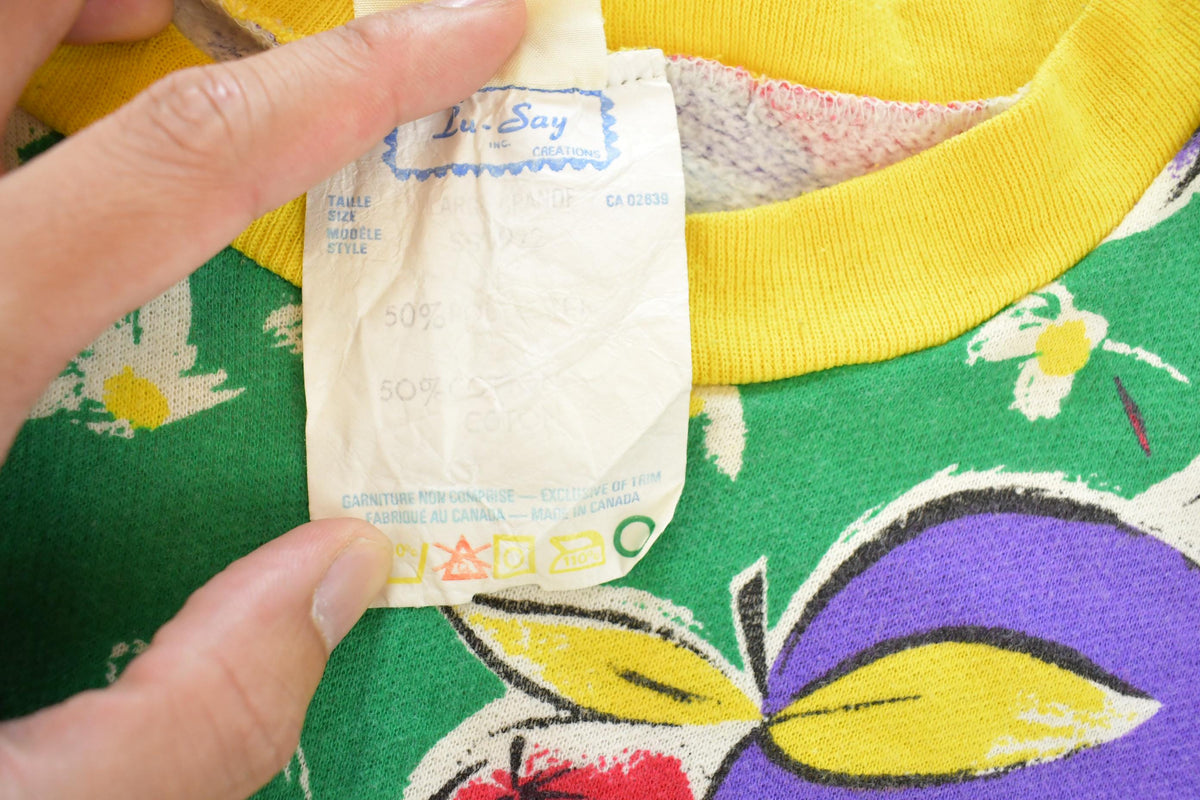 Vintage 1990s Fruit All Over Print Graphic Crewneck Sweatshirt Women's L