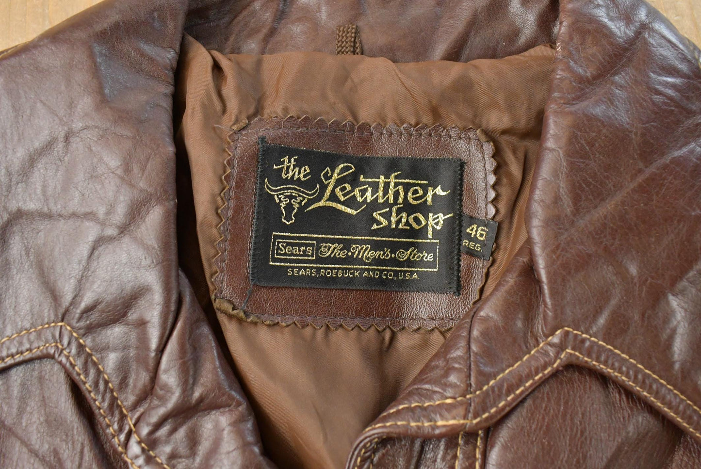 Vintage 1970s Sears The Mens Store Fur Lined Leather Jacket