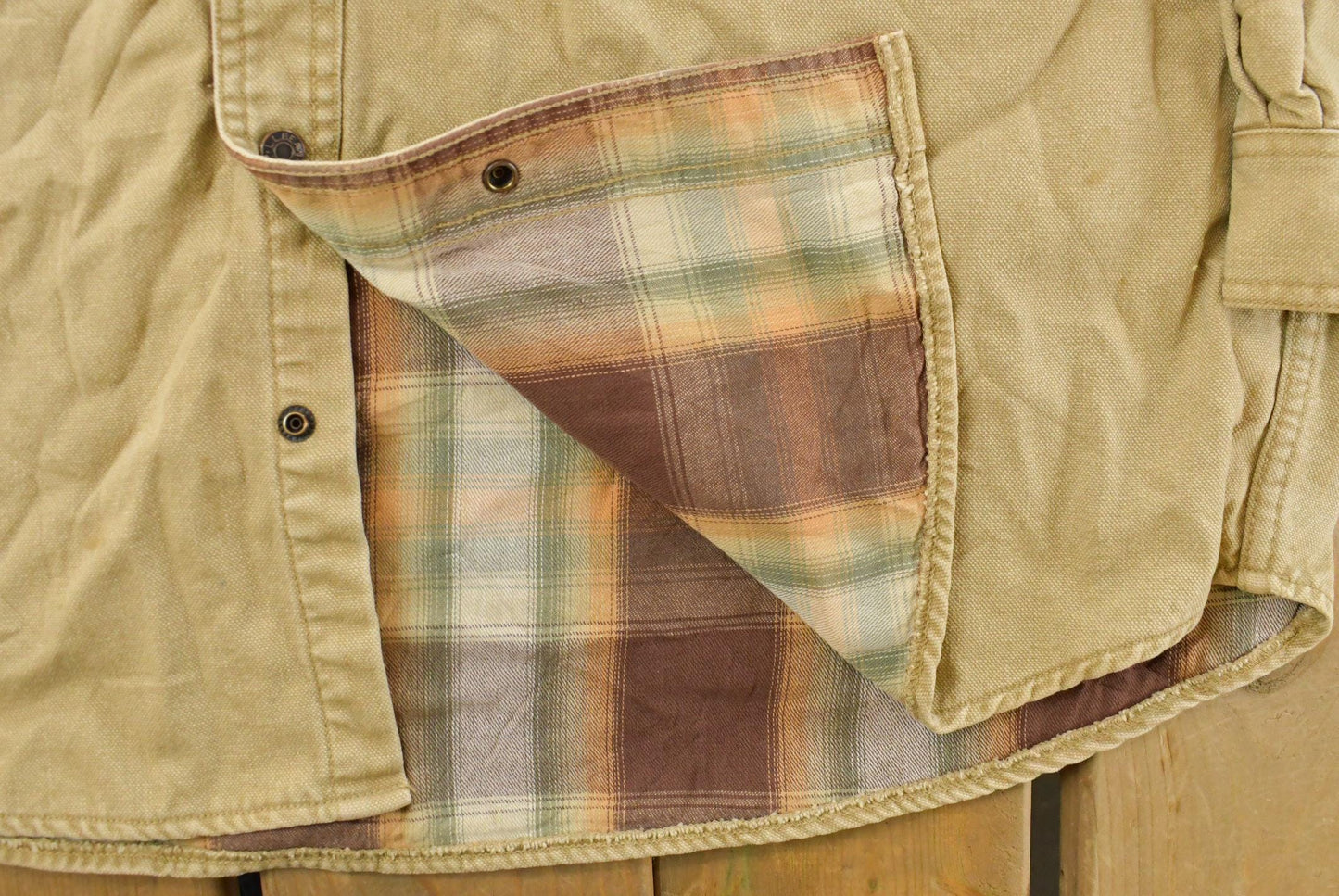 Vintage 1990s L.L. Bean Plaid Lined Button Up Shirt Men's XL Tall