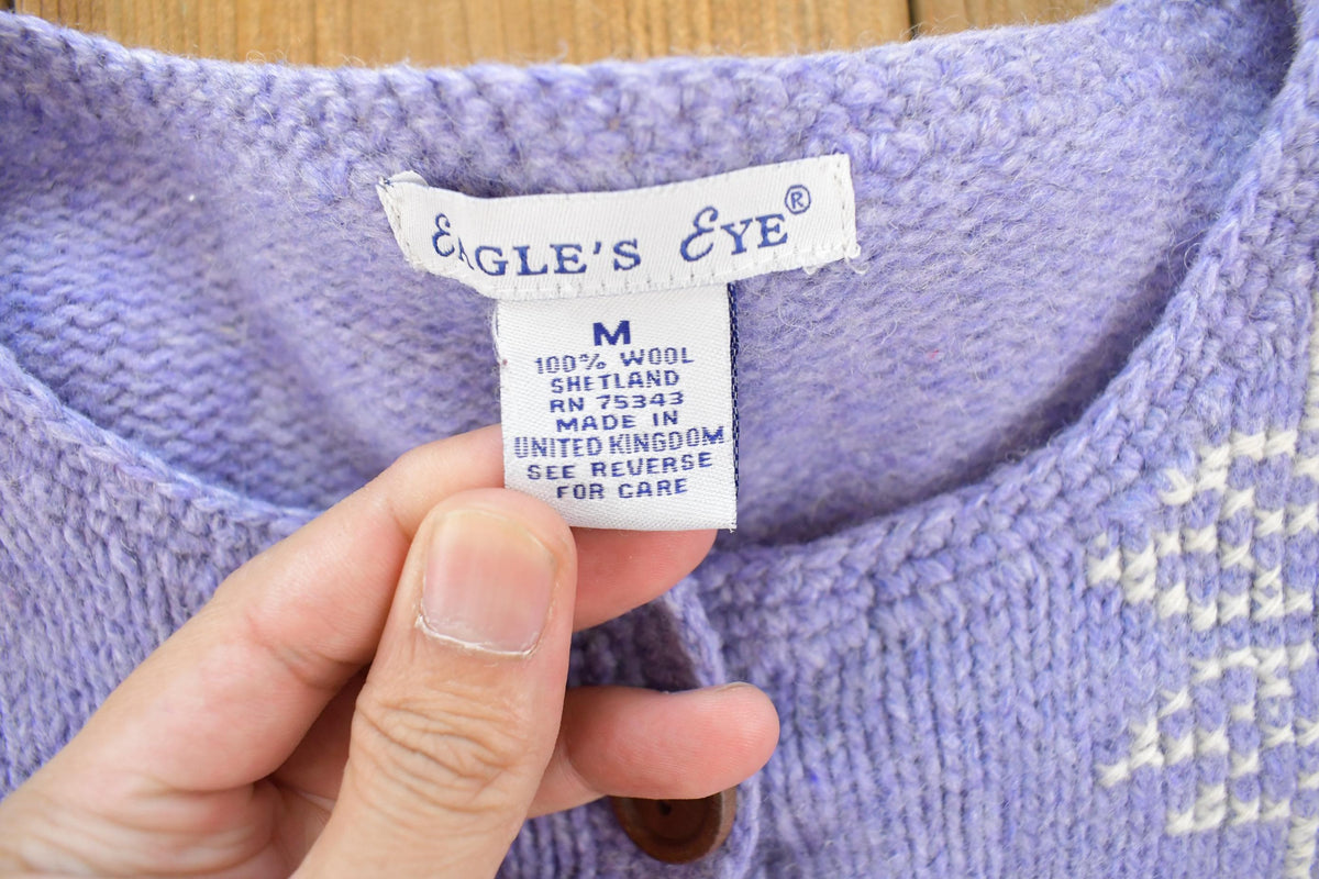 Vintage 1990s Eagle's Eye Snowflake Knit Cardigan Sweater Women's M