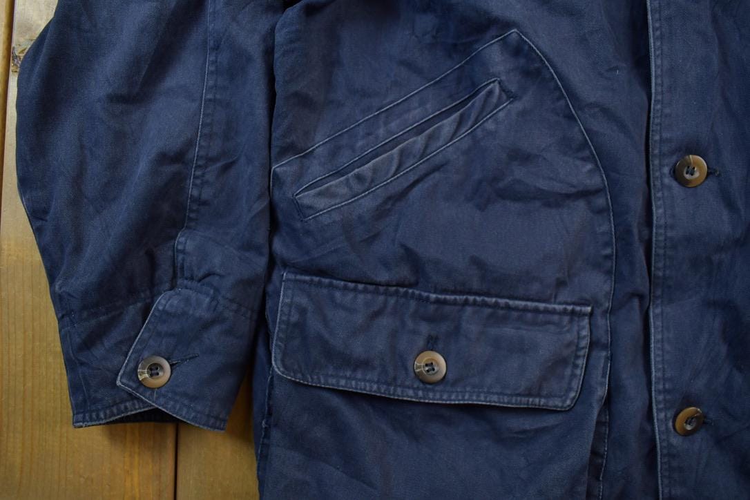 Vintage 1990s Aberdeen Chore Coat Leather Collar Jacket Men's L