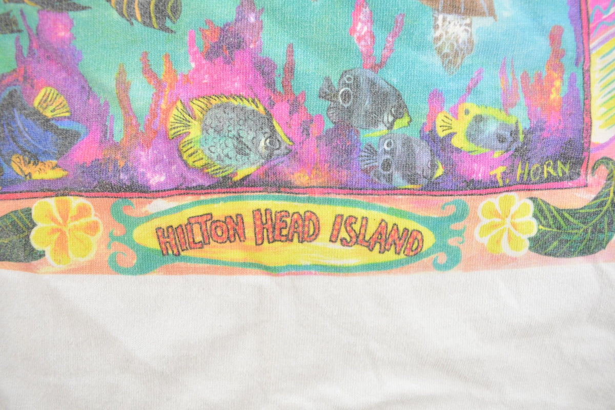 Vintage 1990s Hilton Head Island Souvenir Travel Graphic T Shirt Men's M